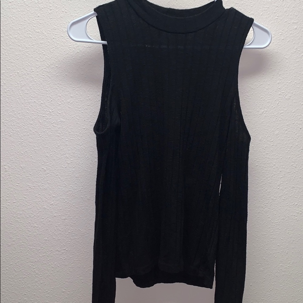American Eagle Black Ribbed Long Sleeve Shirt